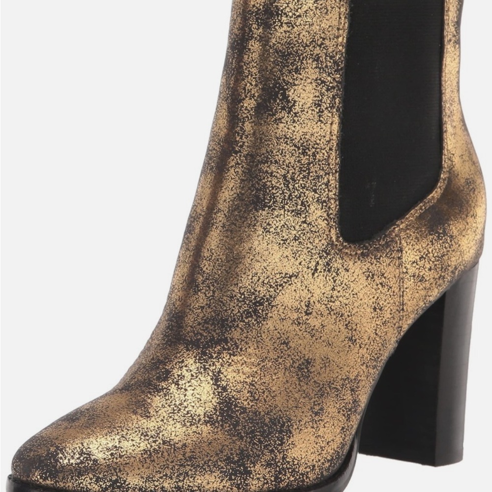 Ralph Lauren Gold and Black Heeled Boots